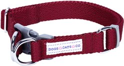 Dogs & Cats & Co. Classic Double D-Ring Safety Polyester Dog Collar, Burgundy, Large: 26-in neck, 1-in wide