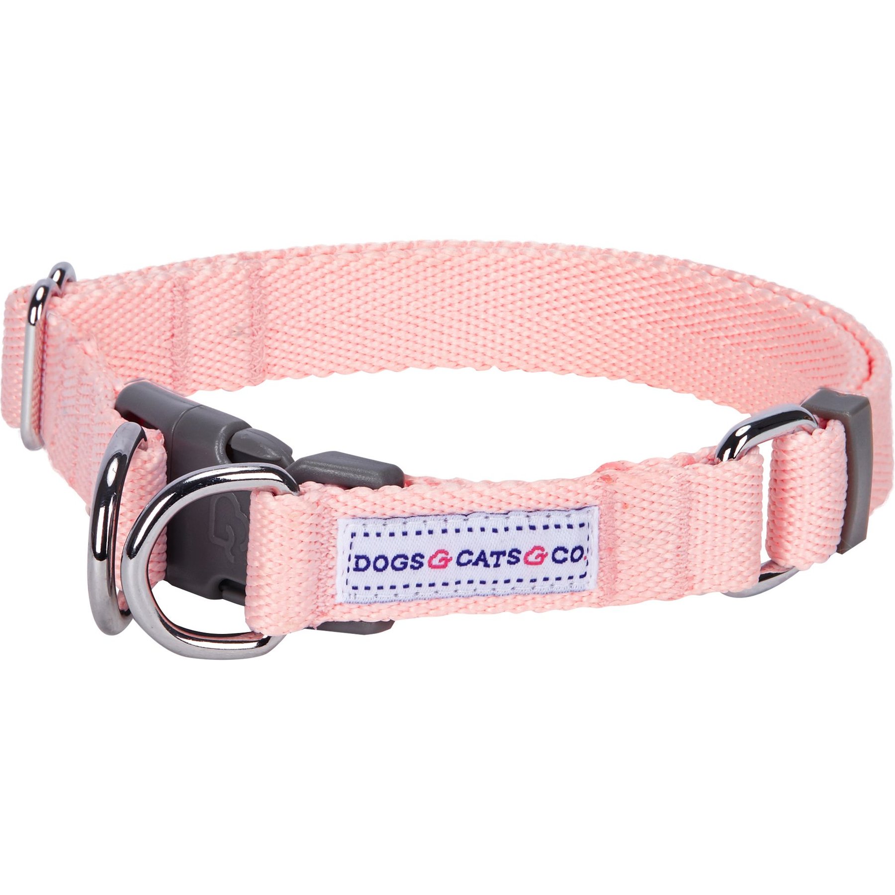 Dogs & Cats & Co. Classic Solid Color Polyester Dog Collar, Almond Blossom, Medium: 20-in neck, 3/4-in wide