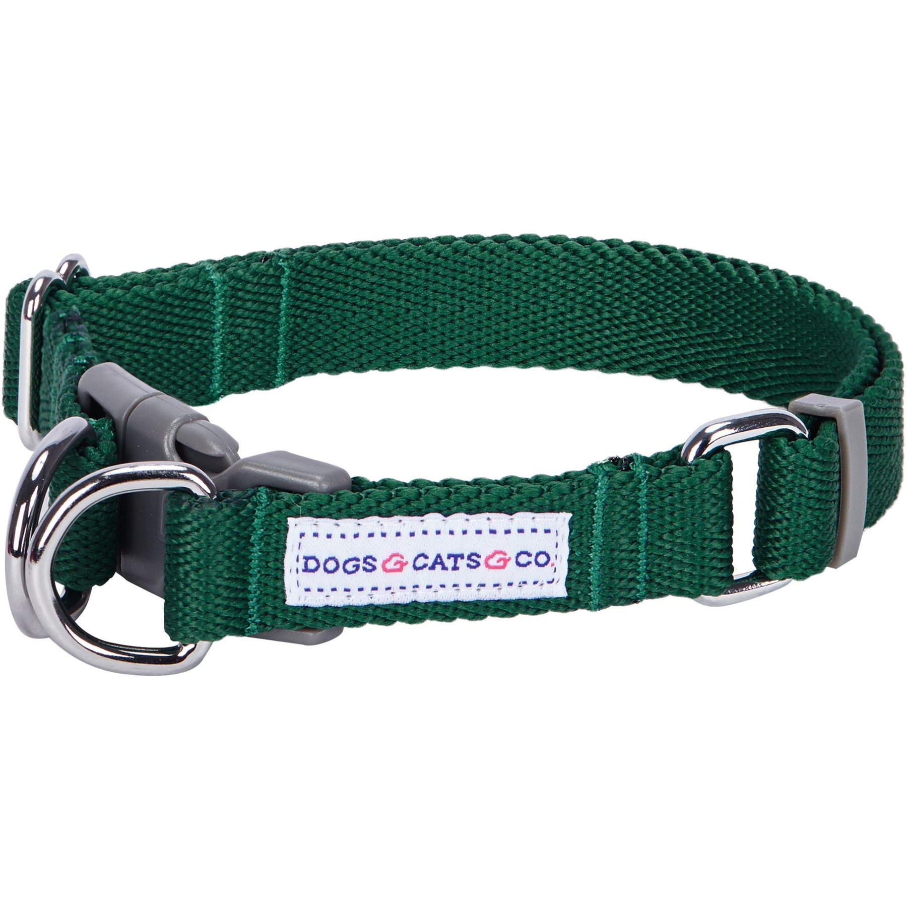 Dogs & Cats & Co. Classic Solid Color Polyester Dog Collar, Alpine Green, Large: 26-in neck, 1-in wide