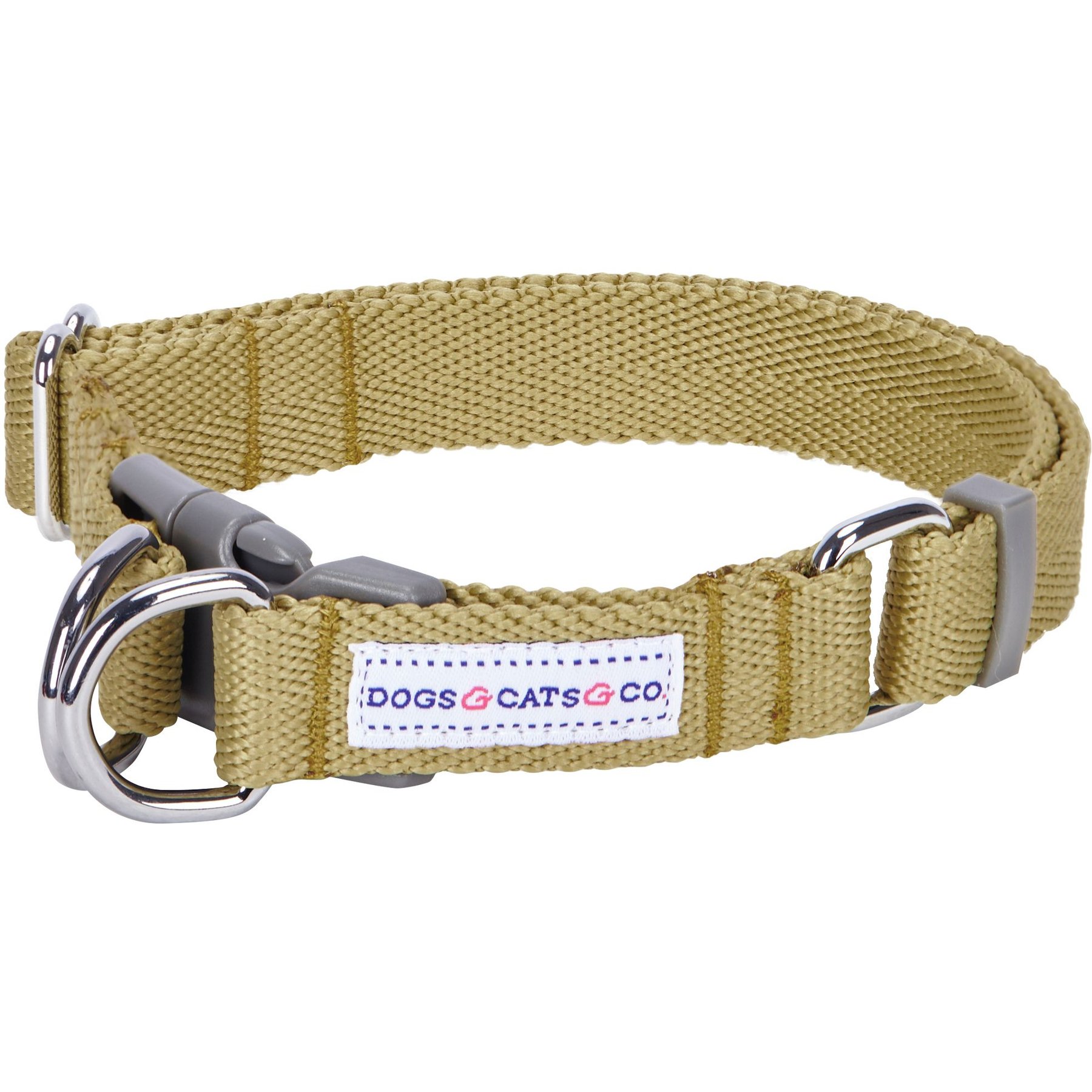 Dogs & Cats & Co. Classic Solid Color Polyester Dog Collar, Beige, Large: 26-in neck, 1-in wide