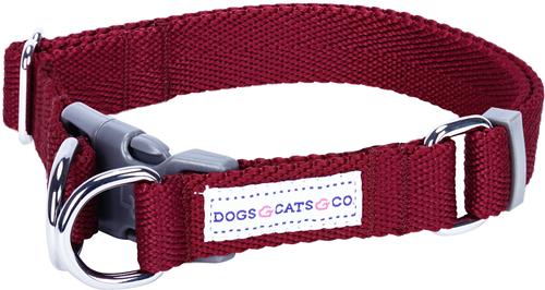 Show full view: Dogs & Cats & Co. Classic Solid Color Polyester Dog Collar, Burgundy, Small: 16-in neck, 5/8-in wide slide 1 of 6