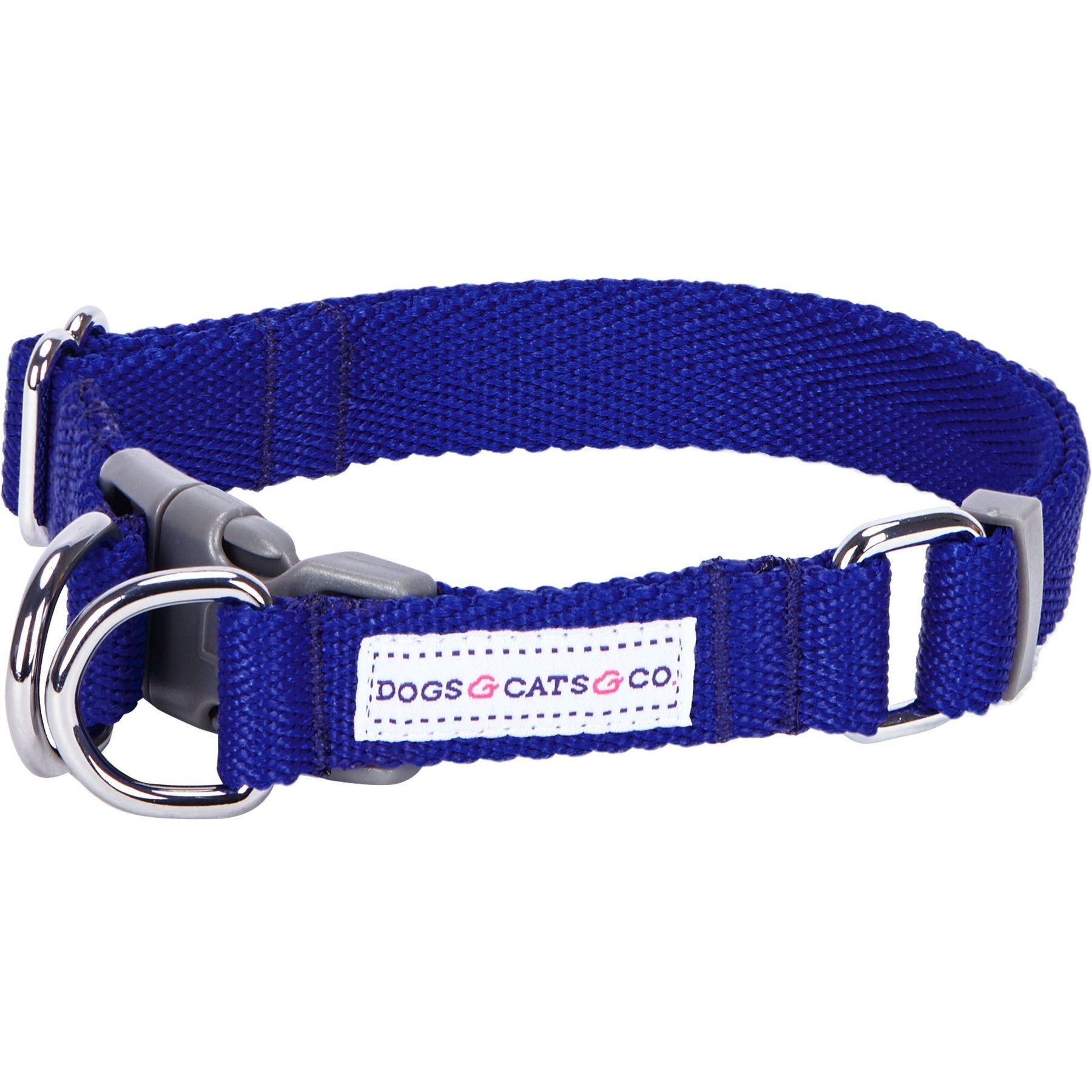 Dogs & Cats & Co. Classic Solid Color Polyester Dog Collar, Electric Blue, Medium: 20-in neck, 3/4-in wide