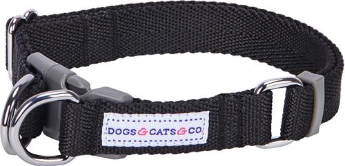 Show full view: Dogs & Cats & Co. Classic Solid Color Polyester Dog Collar, Jet Black, Medium: 20-in neck, 3/4-in wide slide 1 of 5