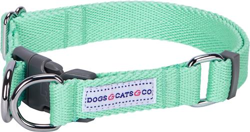 Show full view: Dogs & Cats & Co. Classic Solid Color Polyester Dog Collar, Mint Green, Medium: 20-in neck, 3/4-in wide slide 1 of 5