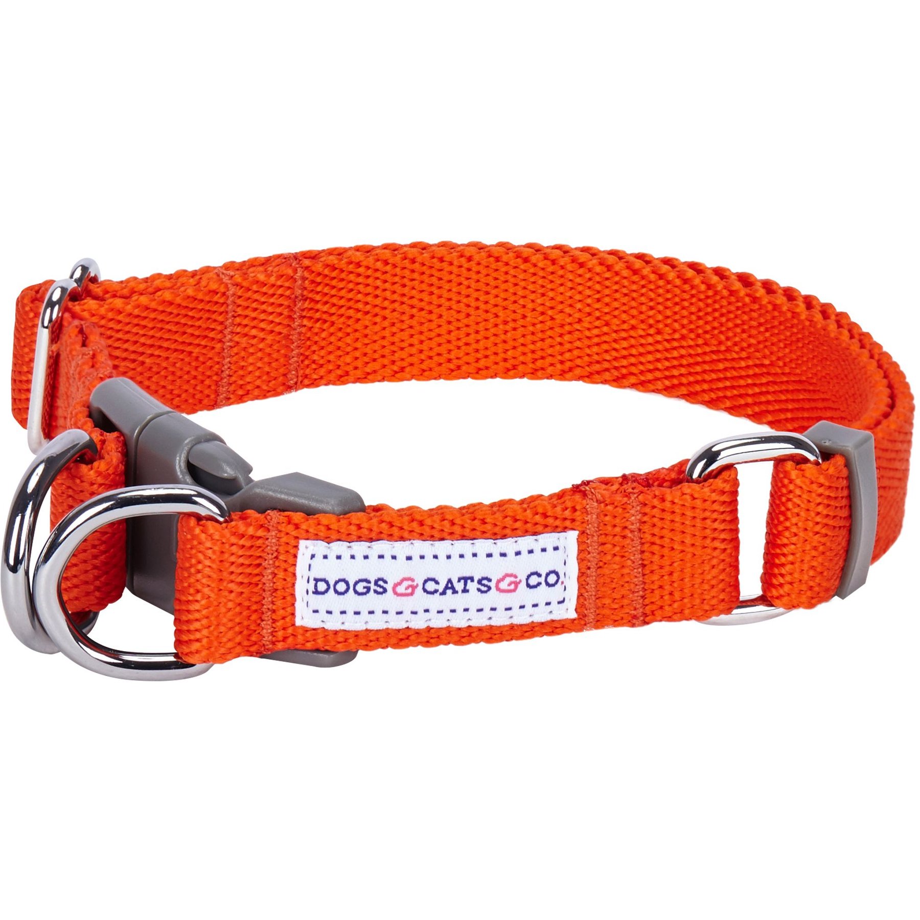 Dogs & Cats & Co. Classic Solid Color Polyester Dog Collar, Papaya, Large: 26-in neck, 1-in wide