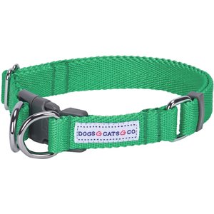 Dogs & Cats & Co. Classic Solid Color Polyester Dog Collar, Peacock Green, Medium: 20-in neck, 3/4-in wide