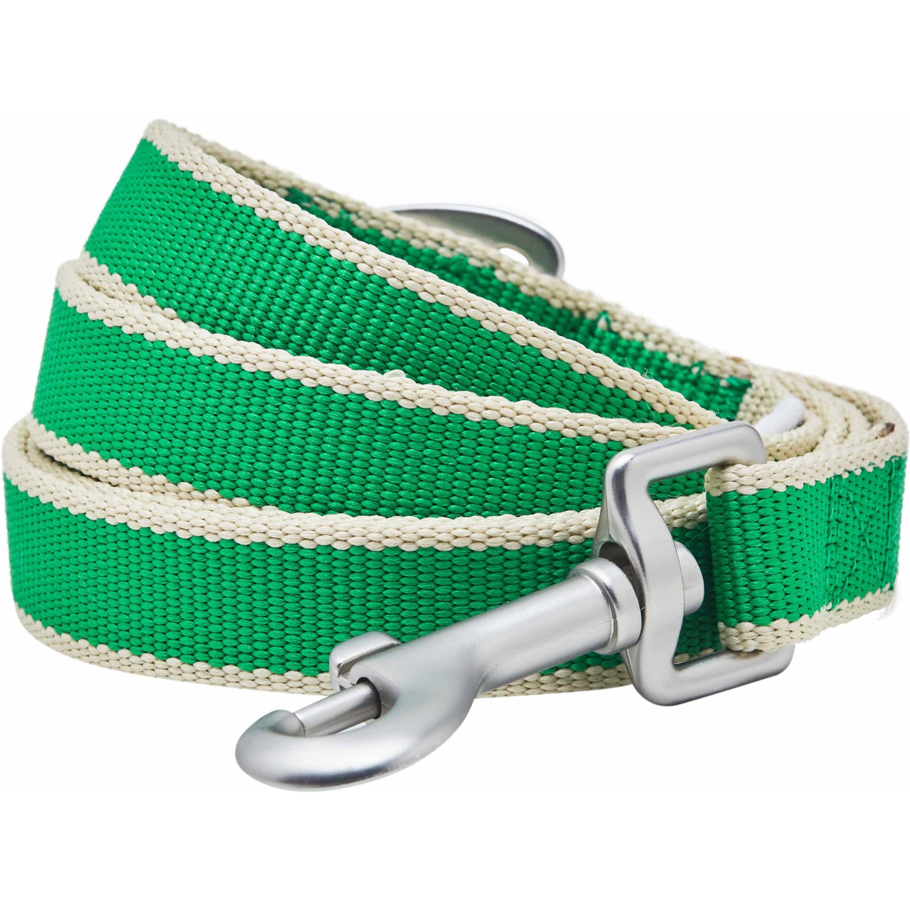 Dogs & Cats & Co. Contrast Striped Dog Leash, Bright Green/Sand, Medium: 5-ft long, 5/8-in wide