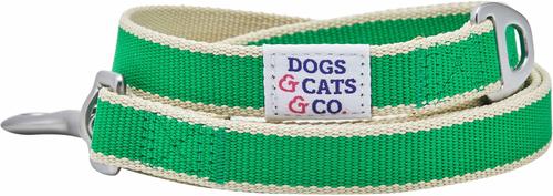 Show full view: Dogs & Cats & Co. Contrast Striped Dog Leash, Bright Green/Sand, Small: 5-ft long, 3/4-in wide slide 2 of 4