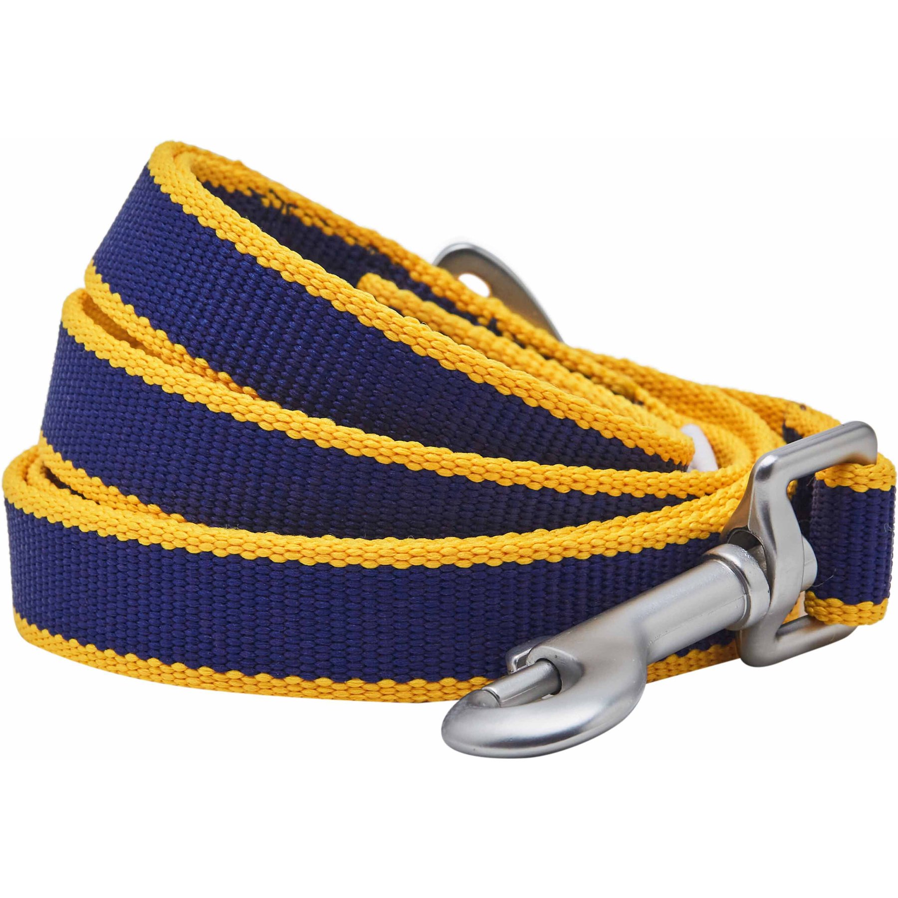 Dogs & Cats & Co. Contrast Striped Dog Leash, Navy/Bright Yellow, Large: 4-ft long, 1-in wide