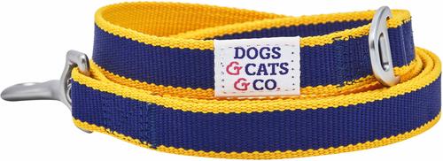 Show full view: Dogs & Cats & Co. Contrast Striped Dog Leash, Navy/Bright Yellow, Large: 4-ft long, 1-in wide slide 2 of 4