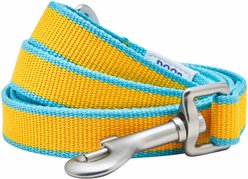 Dogs & Cats & Co. Contrast Striped Dog Leash, Solar Yellow/Capri Blue, Small: 5-ft long, 3/4-in wide