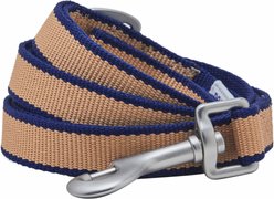 Dogs & Cats & Co. Contrast Striped Dog Leash, Tan/Navy, Large: 4-ft long, 1-in wide