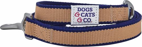 Show full view: Dogs & Cats & Co. Contrast Striped Dog Leash, Tan/Navy, Small: 5-ft long, 3/4-in wide slide 3 of 5