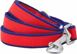 Dogs & Cats & Co. Contrast Striped Dog Leash, Tomato Red/Navy, Large: 4-ft long, 1-in wide