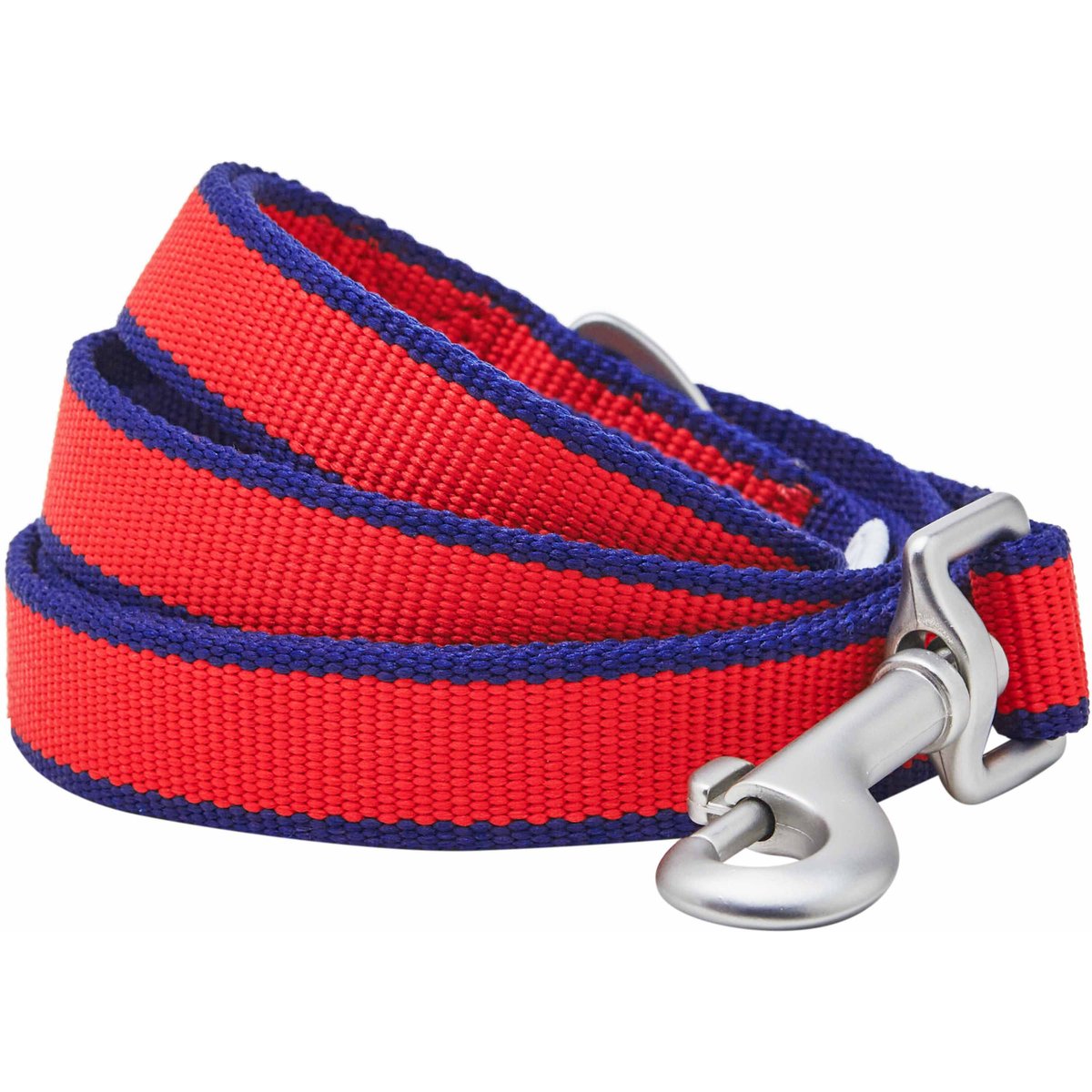 Dogs & Cats & Co. Contrast Striped Dog Leash, Tomato Red/Navy, Small: 5-ft long, 3/4-in wide
