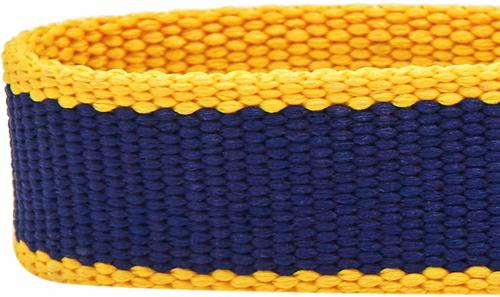 Show full view: Dogs & Cats & Co. Contrast Striped Polyester Dog Collar, Navy & Bright Yellow, Small: 16-in neck, 5/8-in wide slide 6 of 7
