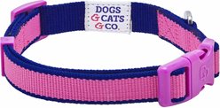 Dogs & Cats & Co. Contrast Striped Polyester Dog Collar, Rose Violet & Royal Blue, Small: 16-in neck, 5/8-in wide slide 2 of 6