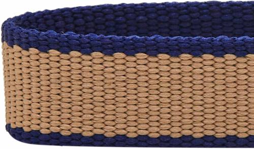 Show full view: Dogs & Cats & Co. Contrast Striped Polyester Dog Collar, Tan & Navy, Large: 26-in neck, 1-in wide slide 5 of 6