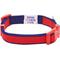 Show in main carousel: Dogs & Cats & Co. Contrast Striped Polyester Dog Collar, Tomato Red & Navy, Large: 26-in neck, 1-in wide slide 5 of 7