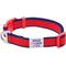 Show in main carousel: Dogs & Cats & Co. Contrast Striped Polyester Dog Collar, Tomato Red & Navy, Small: 16-in neck, 5/8-in wide slide 1 of 6