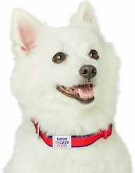 Dogs & Cats & Co. Contrast Striped Polyester Dog Collar, Tomato Red & Navy, Small: 16-in neck, 5/8-in wide slide 2 of 6
