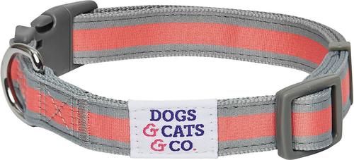 Show full view: Dogs & Cats & Co. Daily Essential with Add-on Accessory Polyester Dog Collar, Grey/Coral, Small: 16-in neck, 5/8-in wide slide 8 of 10