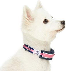 Dogs & Cats & Co. Daily Essential with Add-on Accessory Polyester Dog Collar, Navy/Pink, Medium: 20-in neck, 3/4-in wide slide 2 of 8
