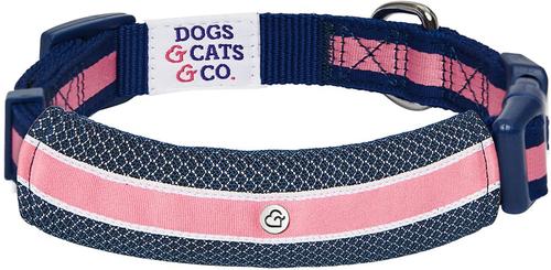 Show full view: Dogs & Cats & Co. Daily Essential with Add-on Accessory Polyester Dog Collar, Navy/Pink, Small: 16-in neck, 5/8-in wide slide 5 of 10