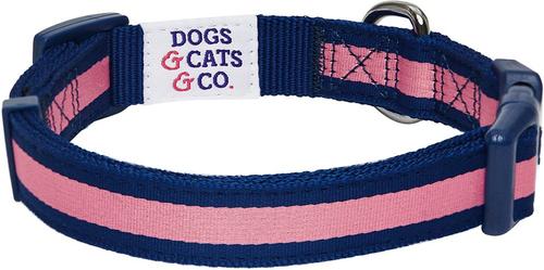 Show full view: Dogs & Cats & Co. Daily Essential with Add-on Accessory Polyester Dog Collar, Navy/Pink, Small: 16-in neck, 5/8-in wide slide 6 of 10