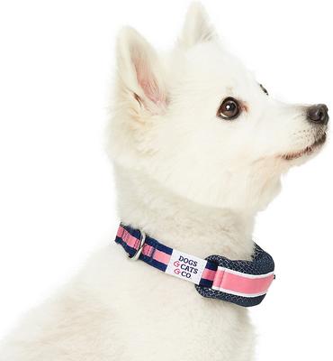 Show full view: Dogs & Cats & Co. Daily Essential with Add-on Accessory Polyester Dog Collar, Navy/Pink, Small: 16-in neck, 5/8-in wide slide 4 of 10