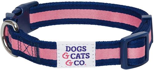 Show full view: Dogs & Cats & Co. Daily Essential with Add-on Accessory Polyester Dog Collar, Navy/Pink, Small: 16-in neck, 5/8-in wide slide 8 of 10
