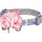 Show in main carousel: Dogs & Cats & Co. Floral with Pink Flower Accessory Polyester Dog Collar, Lavender, Large: 26-in neck, 1-in wide slide 1 of 7