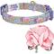 Show in main carousel: Dogs & Cats & Co. Floral with Pink Flower Accessory Polyester Dog Collar, Lavender, Large: 26-in neck, 1-in wide slide 5 of 7