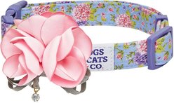 Dogs & Cats & Co. Floral with Pink Flower Accessory Polyester Dog Collar, Lavender, Small: 16-in neck, 5/8-in wide