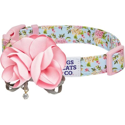 Dogs & Cats & Co. Dogs & Cats & Co. Floral with Pink Flower Accessory Polyester Dog Collar, Turquoise, Large: 26-in neck, 1-in wide