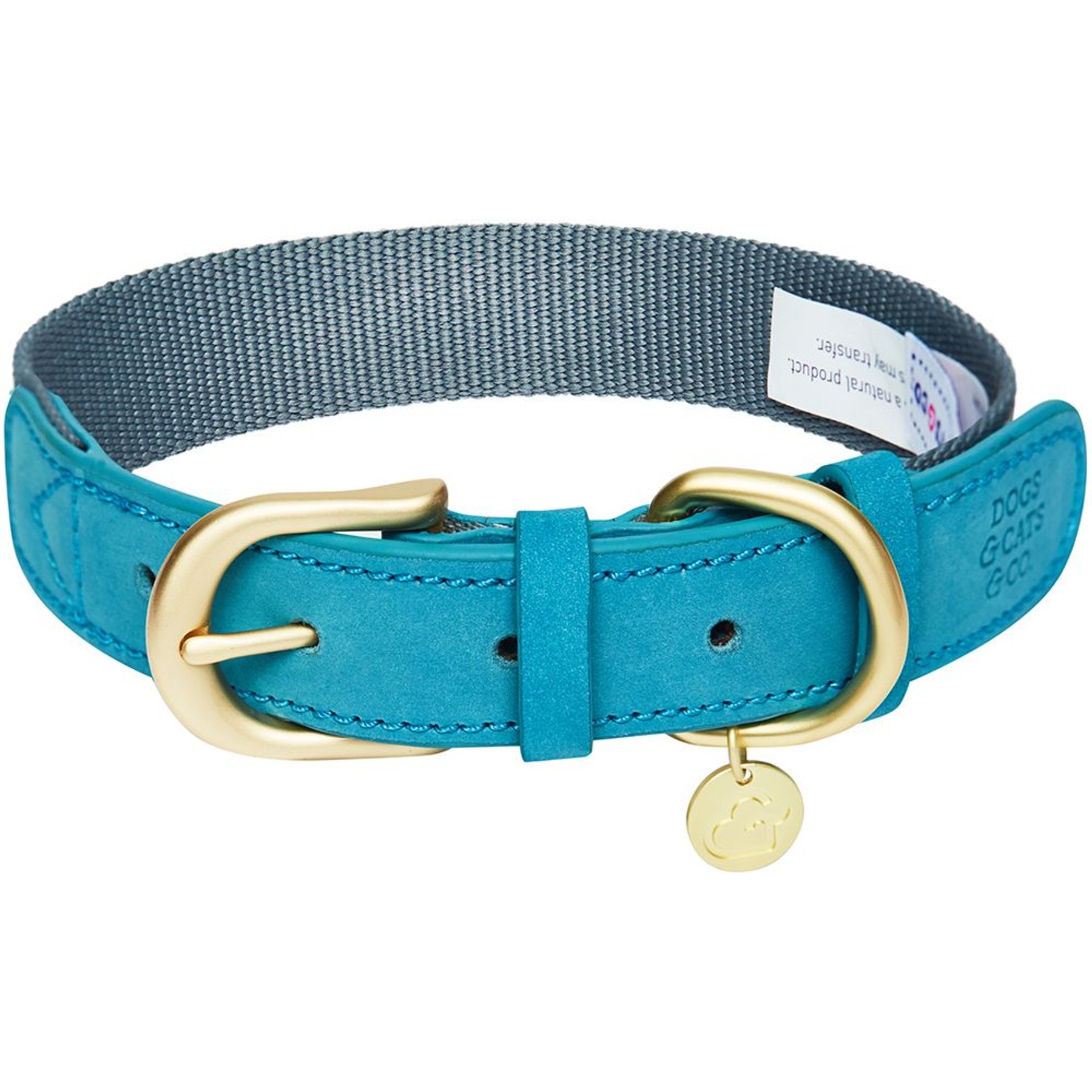 Dogs & Cats & Co. Leather & Polyester Tricolor Striped Suede Dog Collar, Light Blue, Large: 22-in neck, 1-in wide