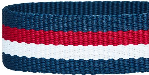 Show full view: Dogs & Cats & Co. Leather & Polyester Tricolor Striped Suede Dog Collar, Navy Blue, Small: 15-in neck, 3/4-in wide slide 6 of 7