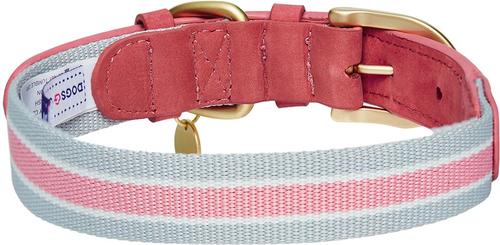 Show full view: Dogs & Cats & Co. Leather & Polyester Tricolor Striped Suede Dog Collar, Pink, Large: 22-in neck, 1-in wide slide 4 of 7