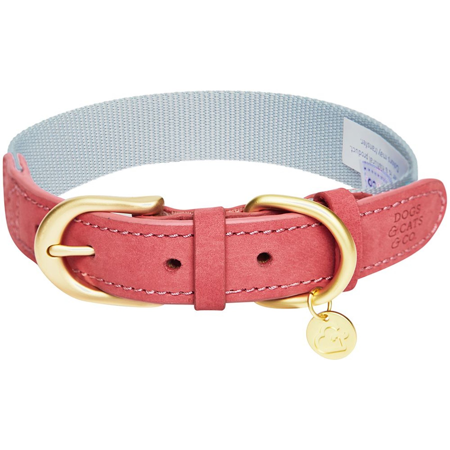 Dogs & Cats & Co. Leather & Polyester Tricolor Striped Suede Dog Collar, Pink, Medium: 18-in neck, 1-in wide