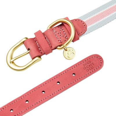 Show full view: Dogs & Cats & Co. Leather & Polyester Tricolor Striped Suede Dog Collar, Pink, Small: 15-in neck, 3/4-in wide slide 5 of 7
