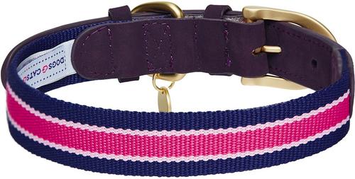 Show full view: Dogs & Cats & Co. Leather & Polyester Tricolor Striped Suede Dog Collar, Purple, Small: 15-in neck, 3/4-in wide slide 4 of 7