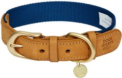 Dogs & Cats & Co. Leather & Polyester Tricolor Striped Suede Dog Collar, Taupe, Large: 22-in neck, 1-in wide