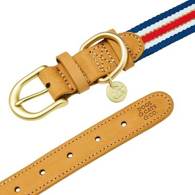 Show full view: Dogs & Cats & Co. Leather & Polyester Tricolor Striped Suede Dog Collar, Taupe, Large: 22-in neck, 1-in wide slide 5 of 7