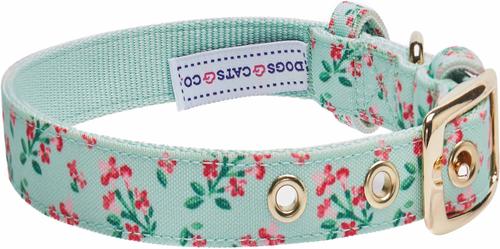 Show full view: Dogs & Cats & Co. Lilac Flower Polyester Dog Collar, Pastel Green, Medium: 16.5-in neck, 3/4-in wide slide 4 of 7