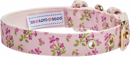 Show full view: Dogs & Cats & Co. Lilac Flower Polyester Dog Collar, Pink, Large: 20.5-in neck, 1-in wide slide 4 of 7