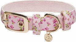 Dogs & Cats & Co. Lilac Flower Polyester Dog Collar, Pink, Medium: 16.5-in neck, 3/4-in wide