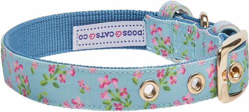 Show full view: Dogs & Cats & Co. Lilac Flower Polyester Dog Collar, Sky Blue, Small: 12.5-in neck, 5/8-in wide slide 4 of 7