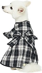 Dogs & Cats & Co. Lolita Fashion Inspired Plaid Tie Waist Dog Dress, Black, 10-in