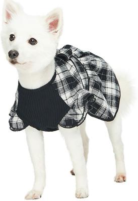 Show full view: Dogs & Cats & Co. Lolita Fashion Inspired Plaid Tie Waist Dog Dress, Black, 12-in slide 4 of 8