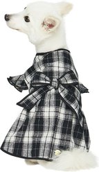 Dogs & Cats & Co. Lolita Fashion Inspired Plaid Tie Waist Dog Dress, Black, 14-in